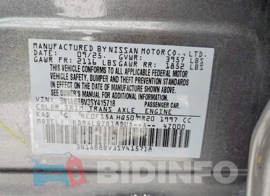 3N1AB8BV3SY415718 Photo# 12