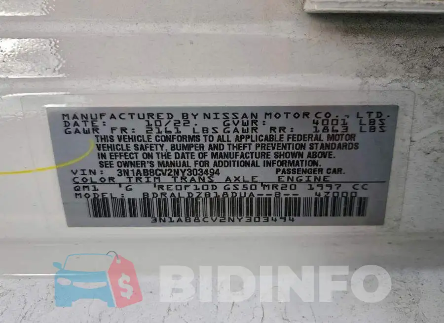 3N1AB8CV2NY303494 Photo# 13
