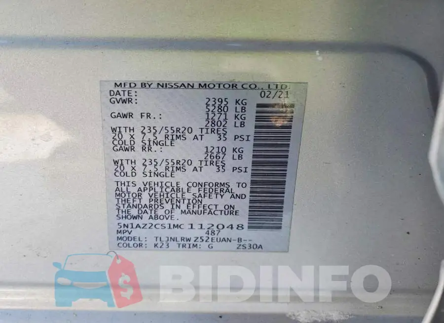 5N1AZ2CS1MC112048 Photo# 12