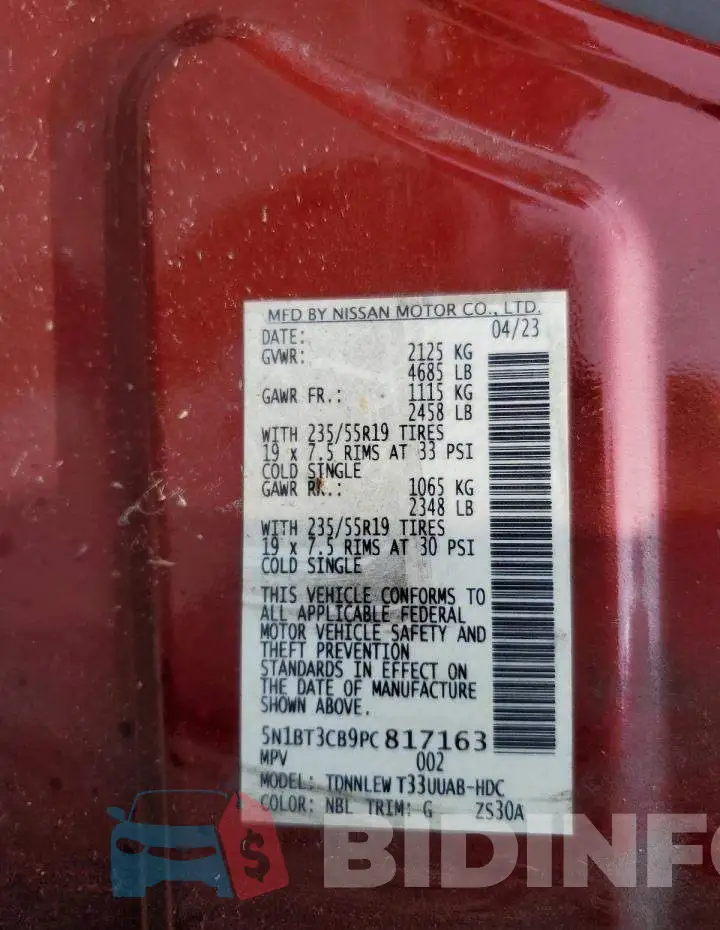 5N1BT3CB9PC817163 Photo# 13