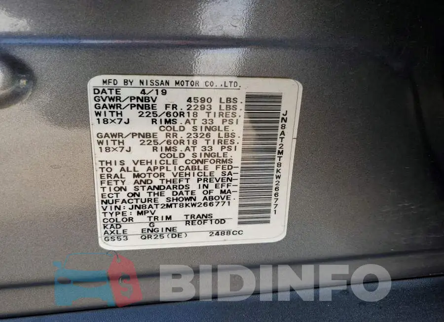 JN8AT2MT8KW266771 Photo# 13