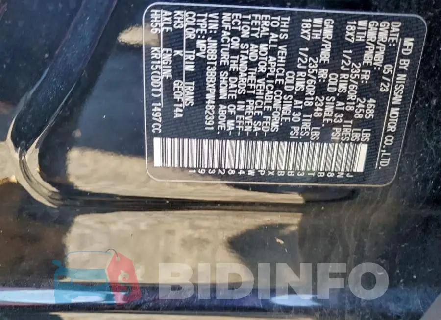 JN8BT3BBXPW482391 Photo# 14
