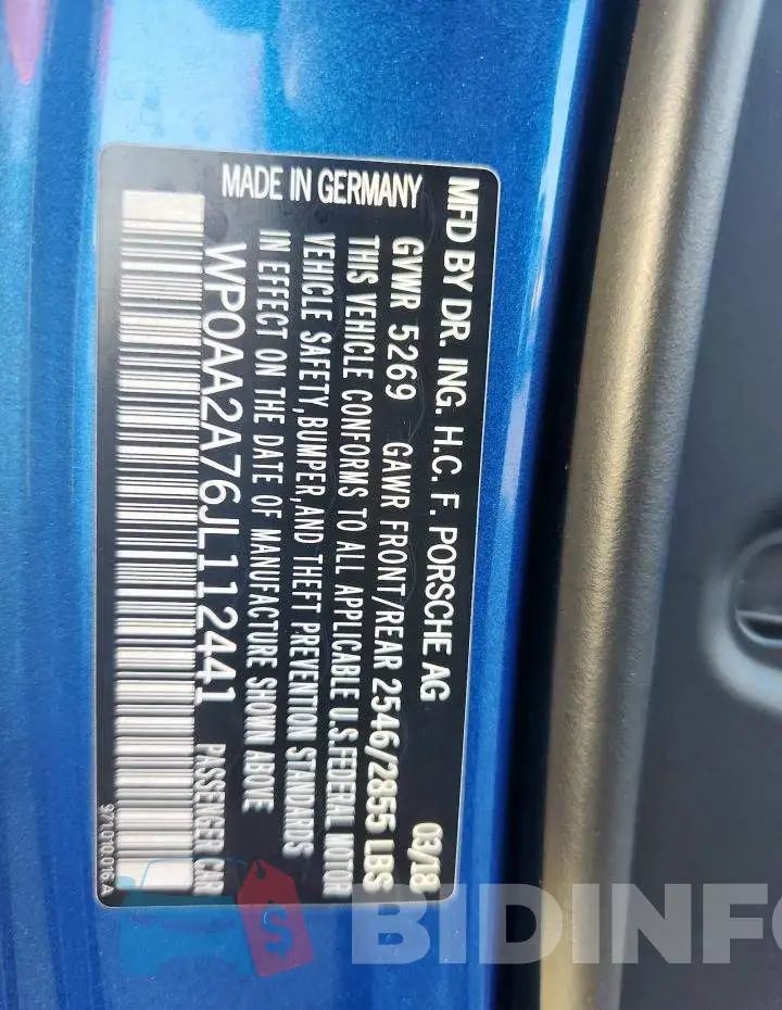 WP0AA2A76JL112441 Photo# 12
