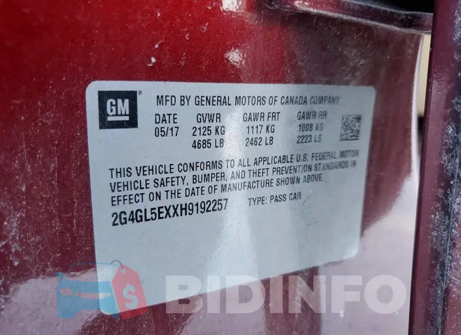 2G4GL5EXXH9192257 Photo# 12