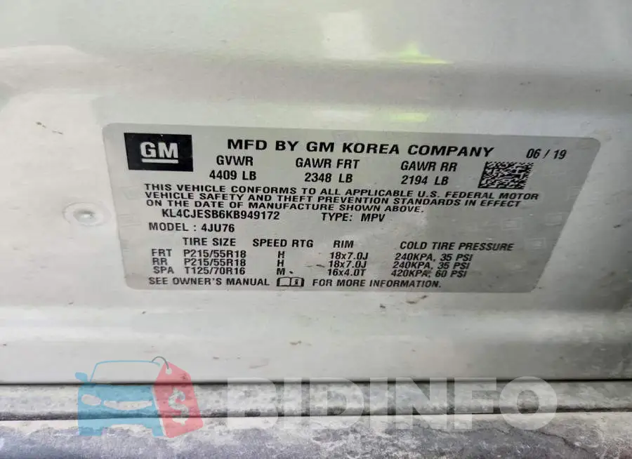 KL4CJESB6KB949172 Photo# 12