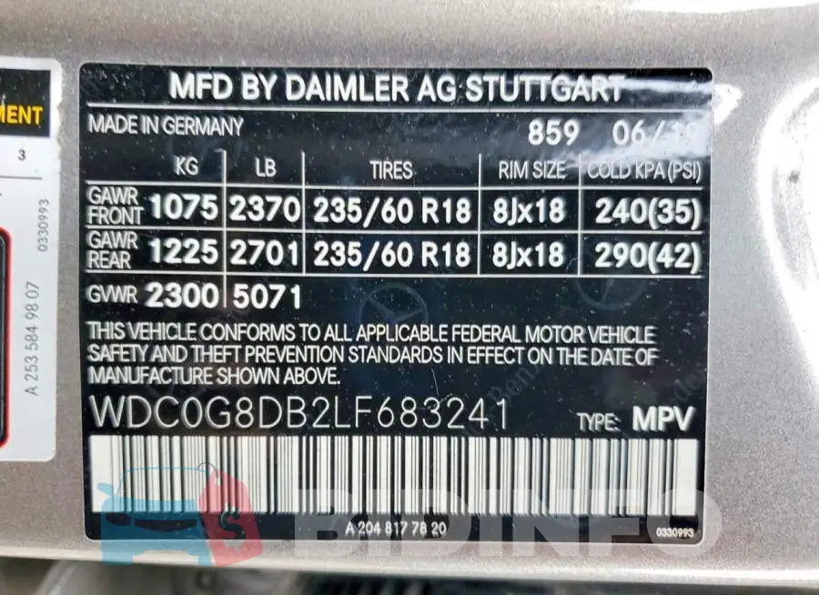 WDC0G8DB2LF683241 Photo# 13