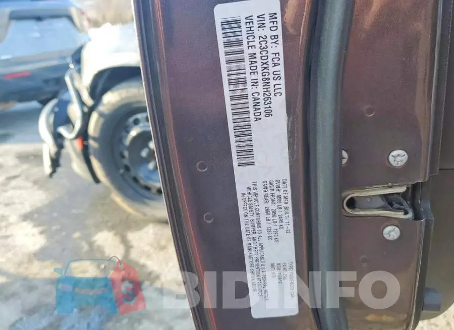 2C3CDXKG8NH263106 Photo# 12