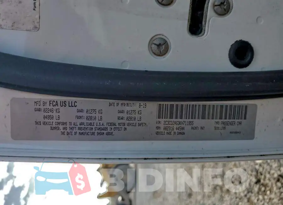 2C3CDZAG3KH711955 Photo# 12