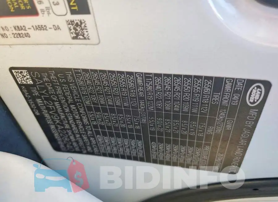SALYL2FV9KA228240 Photo# 14