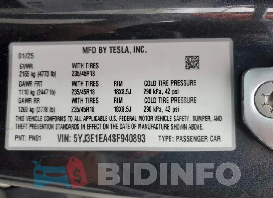 5YJ3E1EA4SF940893 Photo# 12