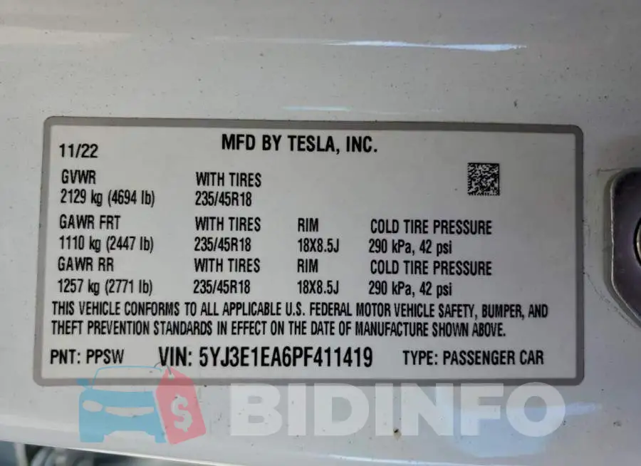 5YJ3E1EA6PF411419 Photo# 13