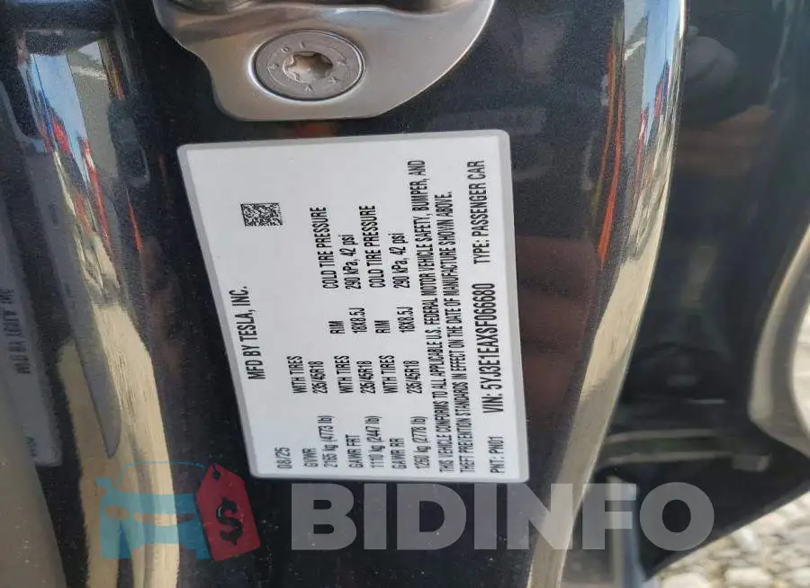 5YJ3E1EAXSF066680 Photo# 13
