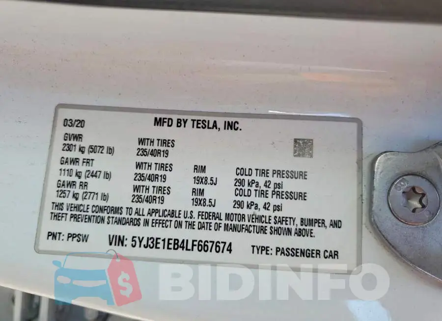 5YJ3E1EB4LF667674 Photo# 12