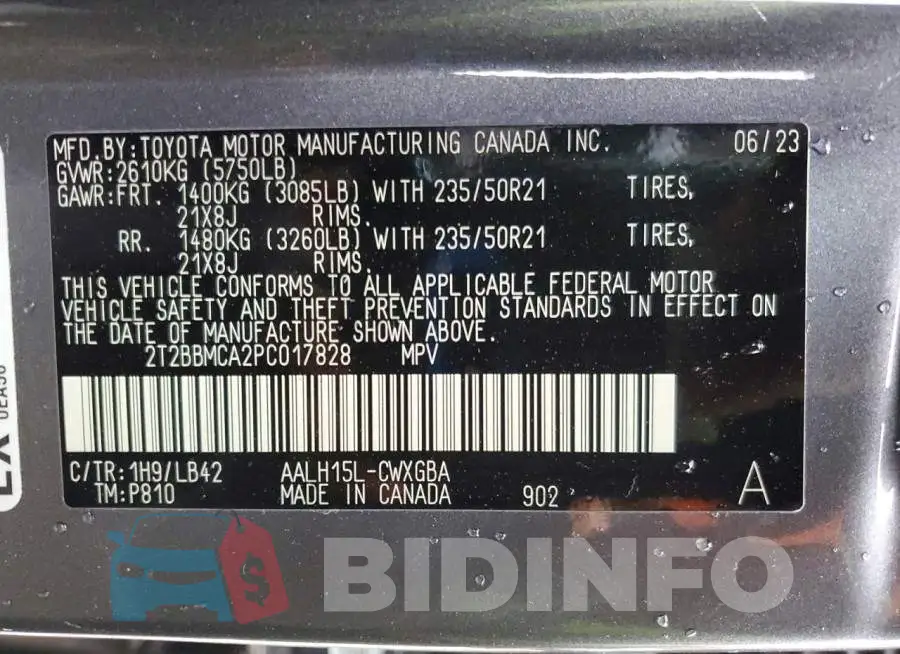 2T2BBMCA2PC017828 Photo# 12
