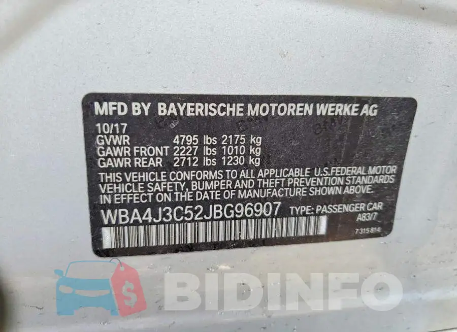 WBA4J3C52JBG96907 Photo# 12