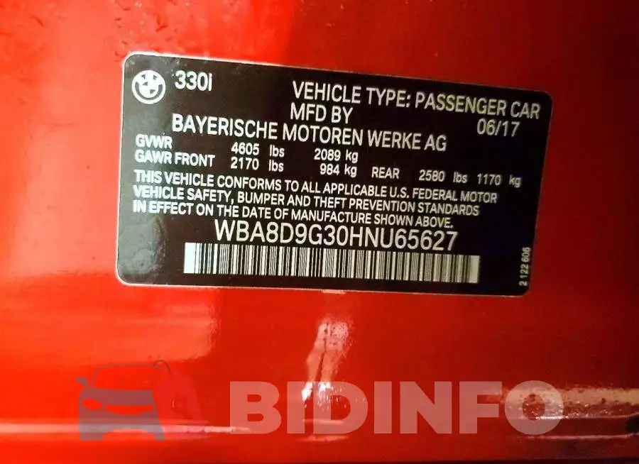 WBA8D9G30HNU65627 Photo# 12