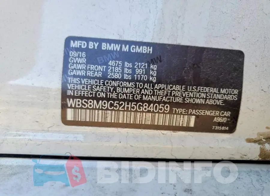 WBS8M9C52H5G84059 Photo# 13