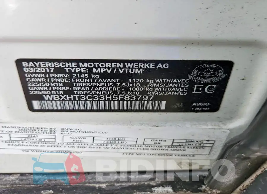 WBXHT3C33H5F83797 Photo# 13