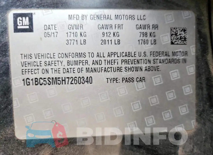 1G1BC5SM5H7260340 Photo# 12