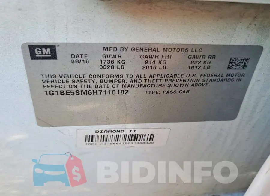 1G1BE5SM6H7110182 Photo# 13