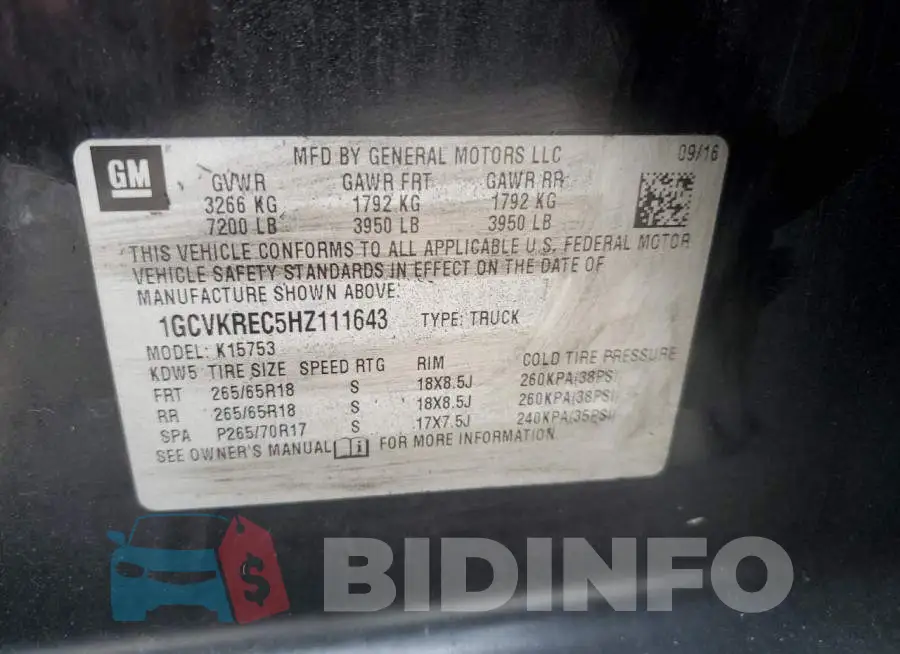 1GCVKREC5HZ111643 Photo# 13