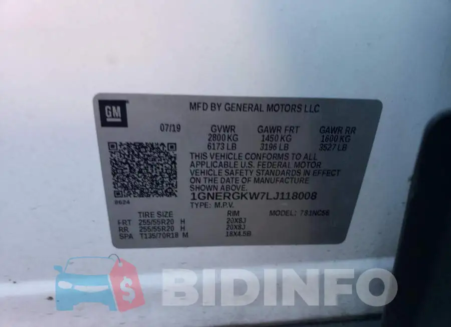 1GNERGKW7LJ118008 Photo# 13