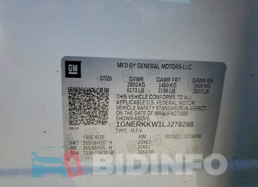 1GNERKKW1LJ278288 Photo# 13