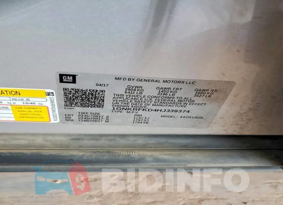 1GNKRFKD4HJ339374 Photo# 12