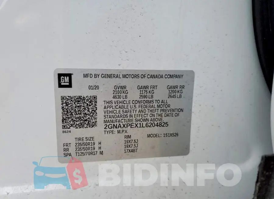 2GNAXPEX1L6204825 Photo# 12