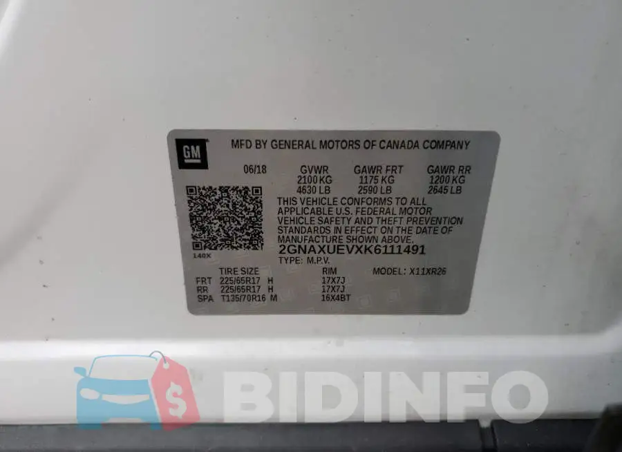 2GNAXUEVXK6111491 Photo# 12