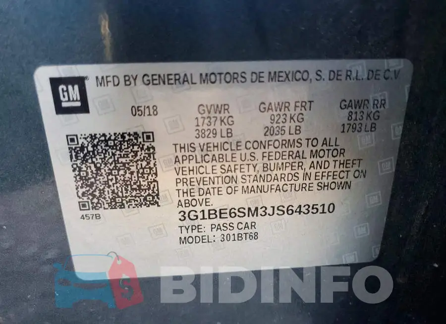 3G1BE6SM3JS643510 Photo# 12