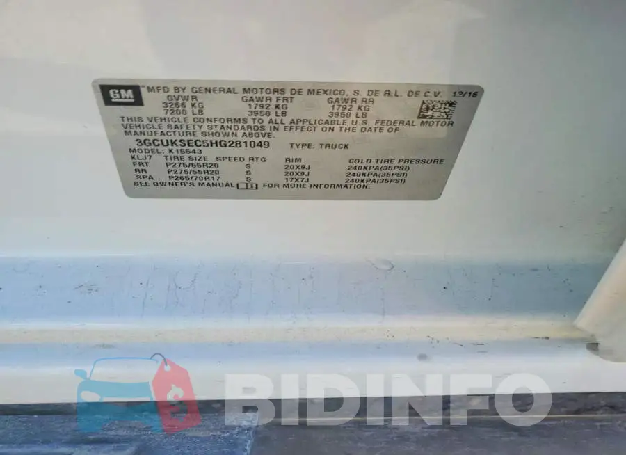 3GCUKSEC5HG281049 Photo# 12