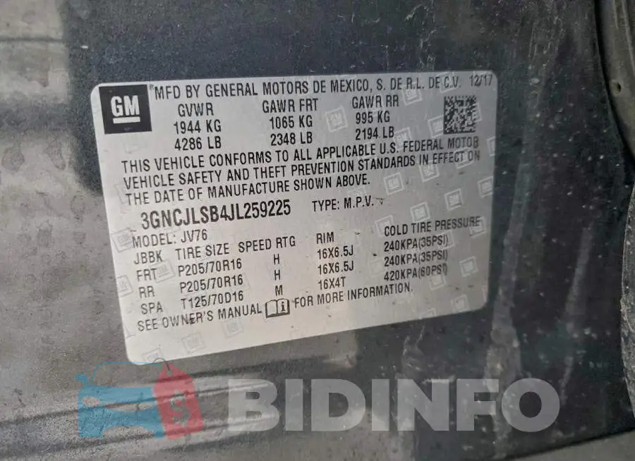 3GNCJLSB4JL259225 Photo# 14