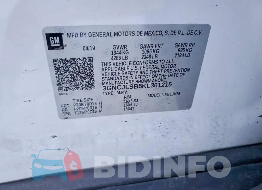 3GNCJLSB5KL361215 Photo# 13