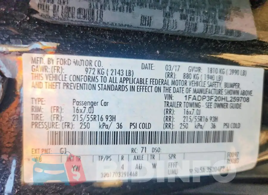 1FADP3F20HL259708 Photo# 12