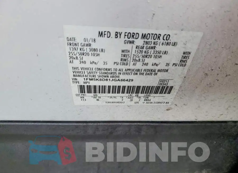 1FM5K8D81JGA66429 Photo# 13
