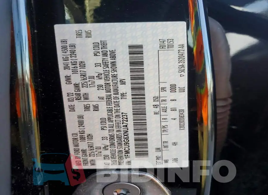 1FMCU9G6XNUA72237 Photo# 13