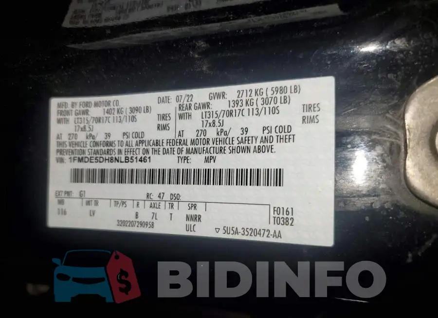 1FMDE5DH8NLB51461 Photo# 13