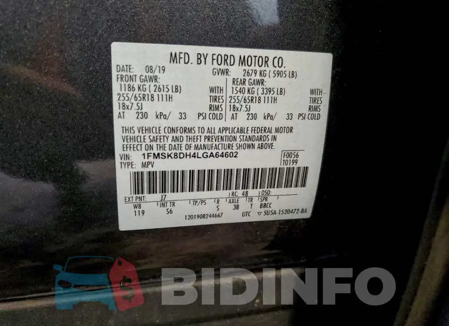 1FMSK8DH4LGA64602 Photo# 13