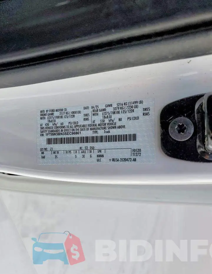 1FT8W3BN3SEC96861 Photo# 12