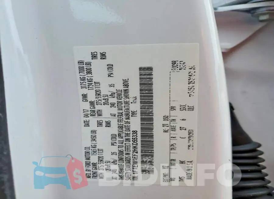 1FTEW1EF2HKD55338 Photo# 12