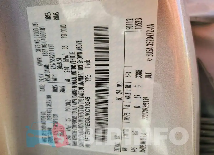 1FTEW1EG8JKC19245 Photo# 12