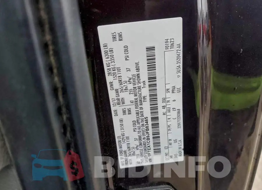 1FTEX1CB9JFB83465 Photo# 12