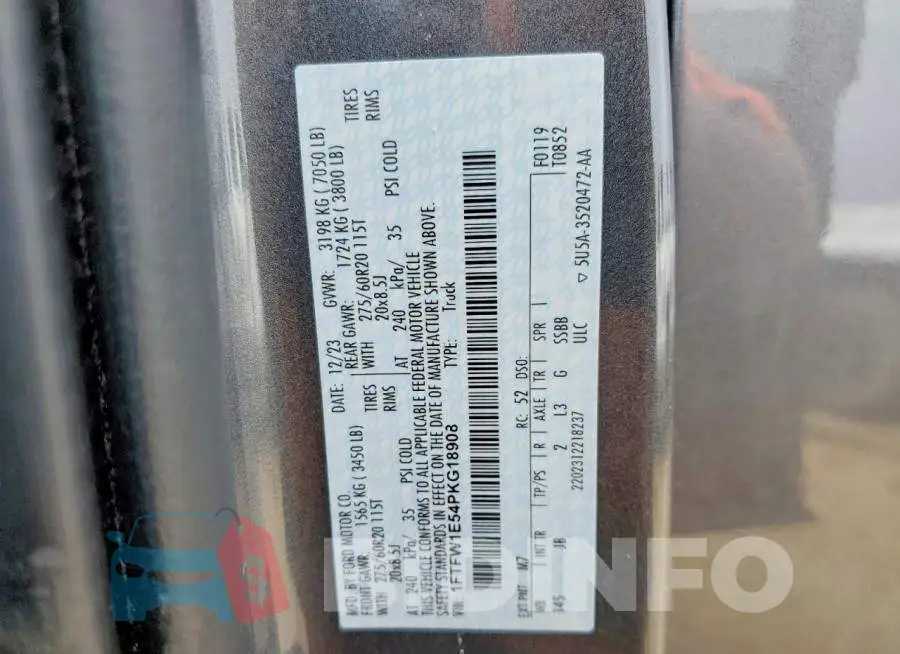 1FTFW1E54PKG18908 Photo# 12
