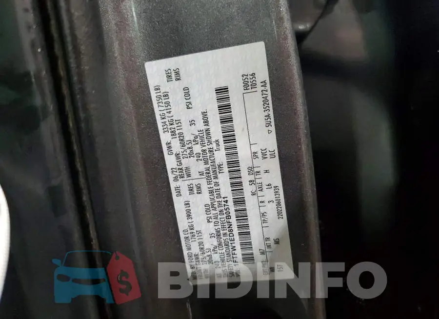 1FTFW1ED8NFB05741 Photo# 12
