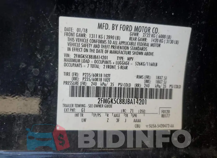 2FMGK5C88JBA14201 Photo# 13