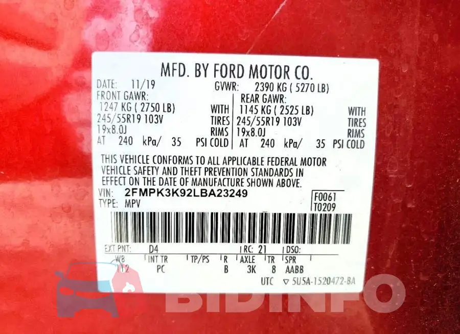 2FMPK3K92LBA23249 Photo# 12