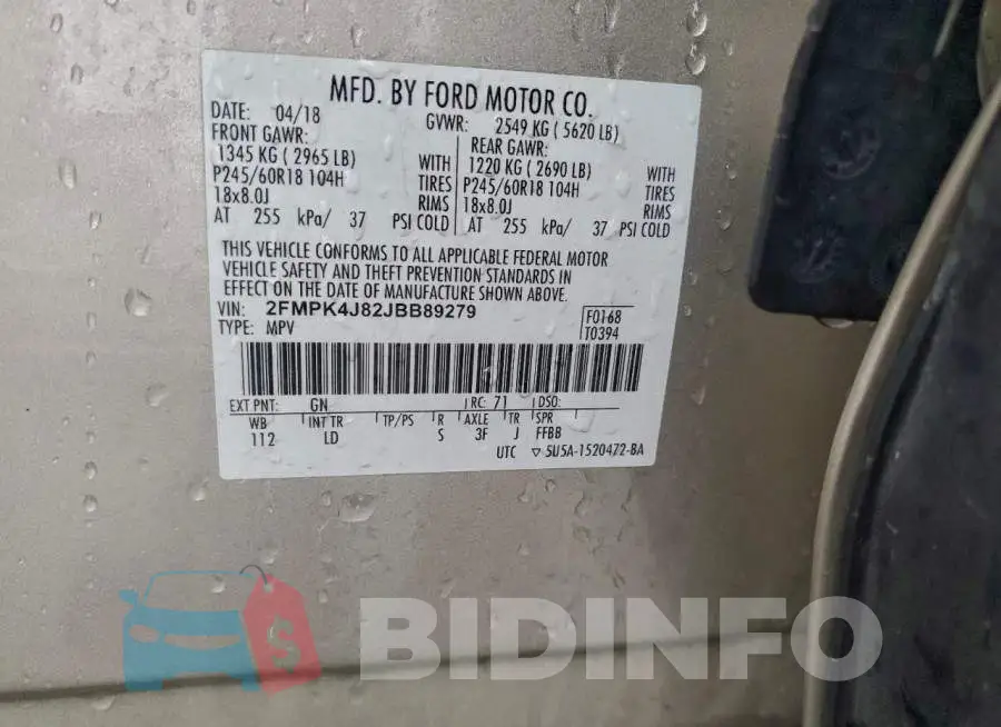2FMPK4J82JBB89279 Photo# 13