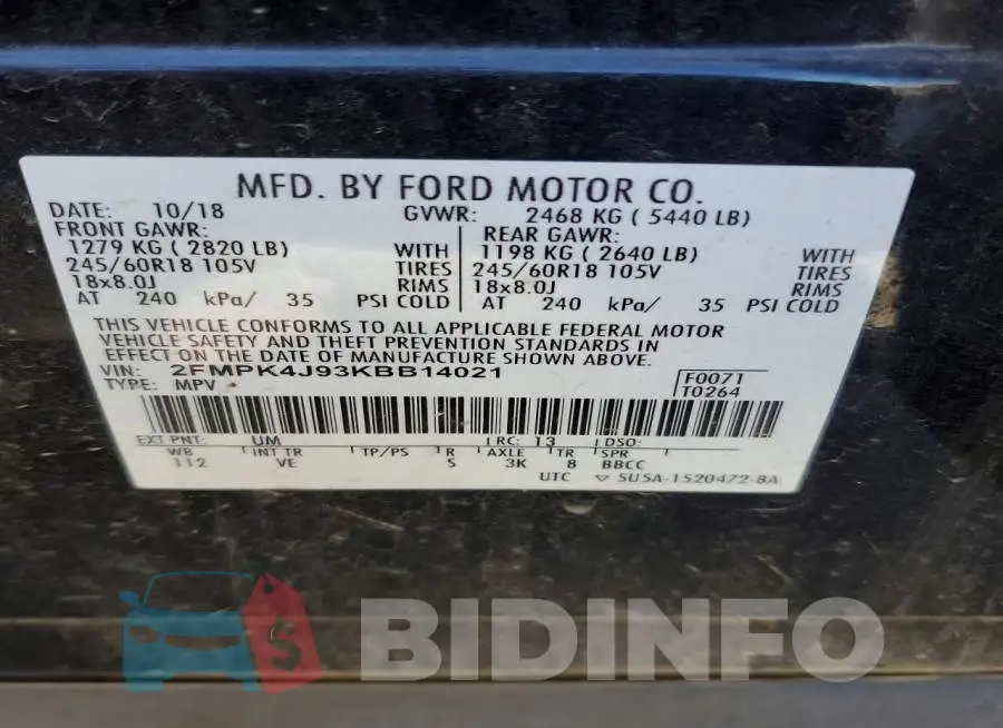 2FMPK4J93KBB14021 Photo# 13