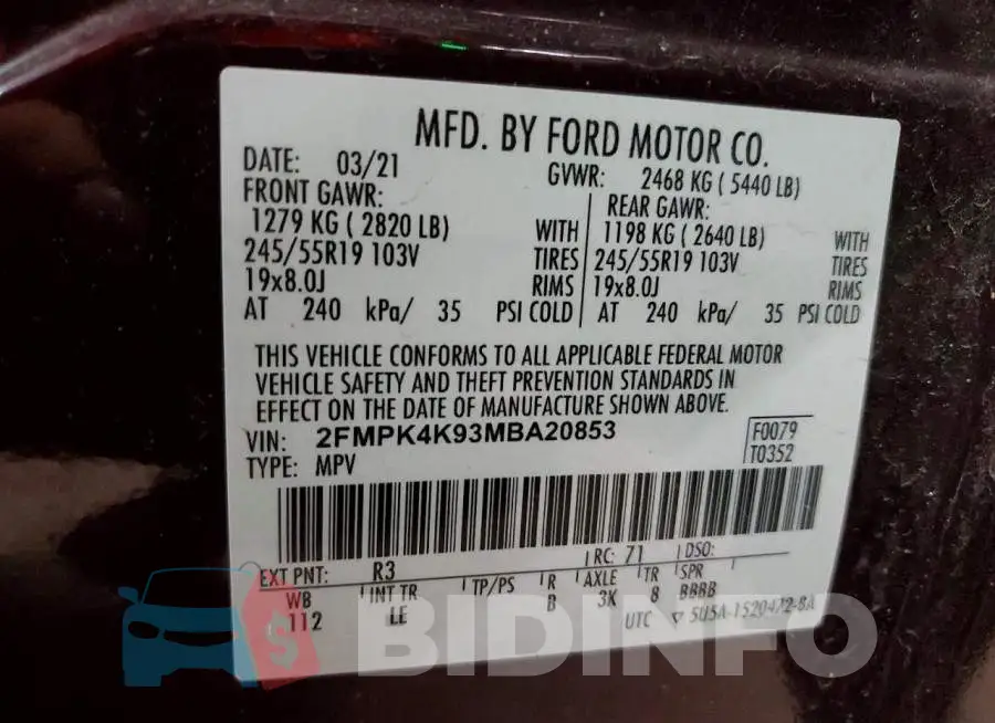 2FMPK4K93MBA20853 Photo# 13